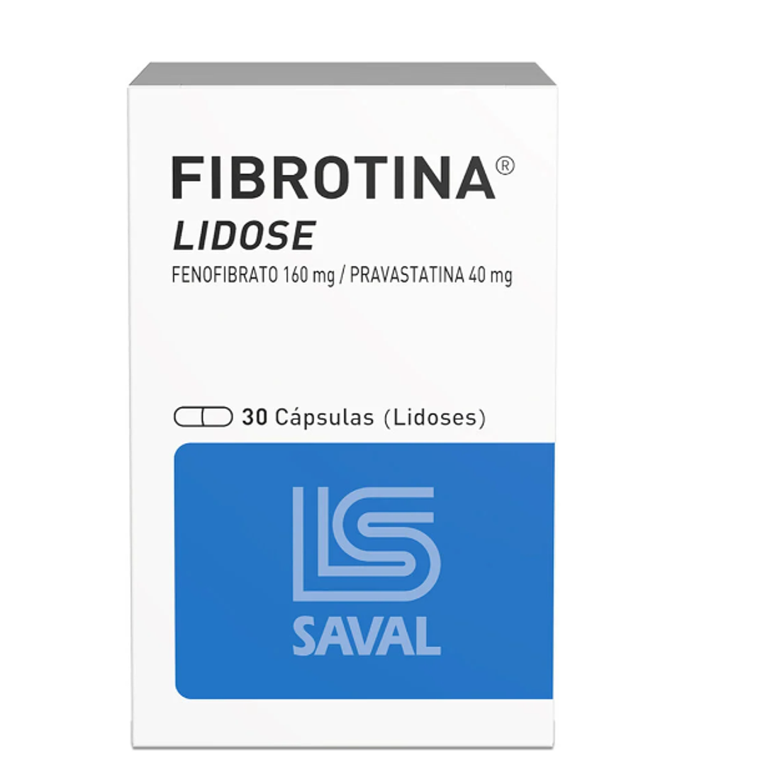 Fibrotina Lidose Fenofibrato 160 mg, Pravastatina 40 mg 30 Cápsulas. 1