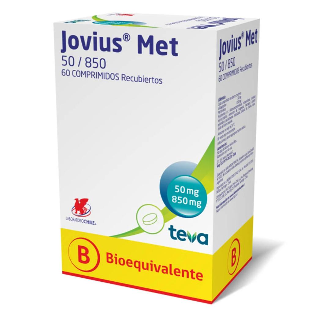Jovius Met (B) 50 /850 mg Vildagliptina,  Metformina 60 Comprimidos recubiertos 1