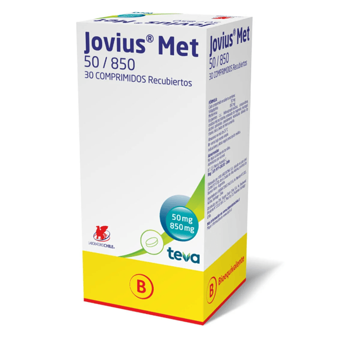 Jovius Met (B) 50/850 Vildagliptina, Metformina 30 Comprimidos recubiertos. 1