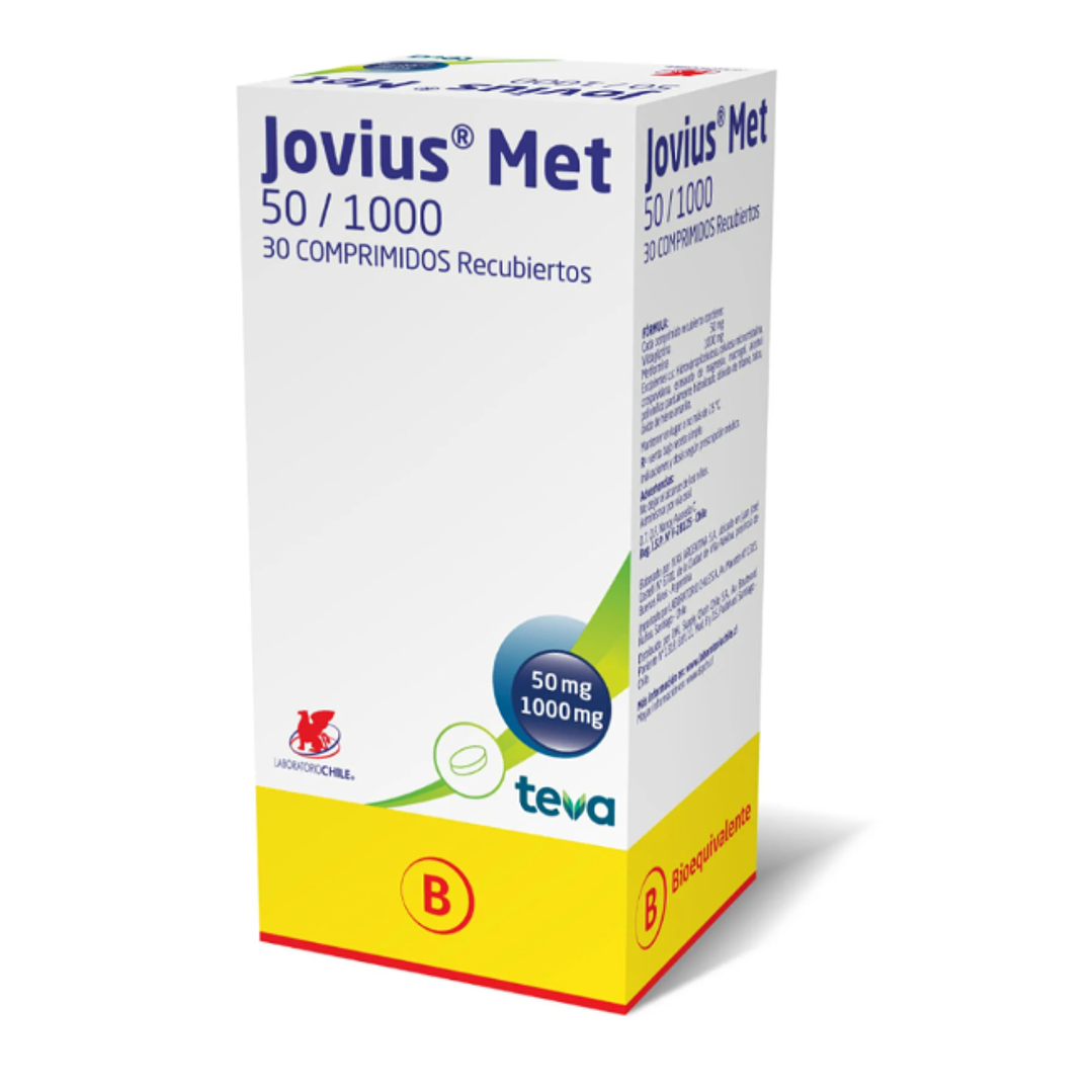 Jovius Met (B) 50 / 1000 mg  Vildagliptina, Metformina 30 Comprimidos recubiertos. 1