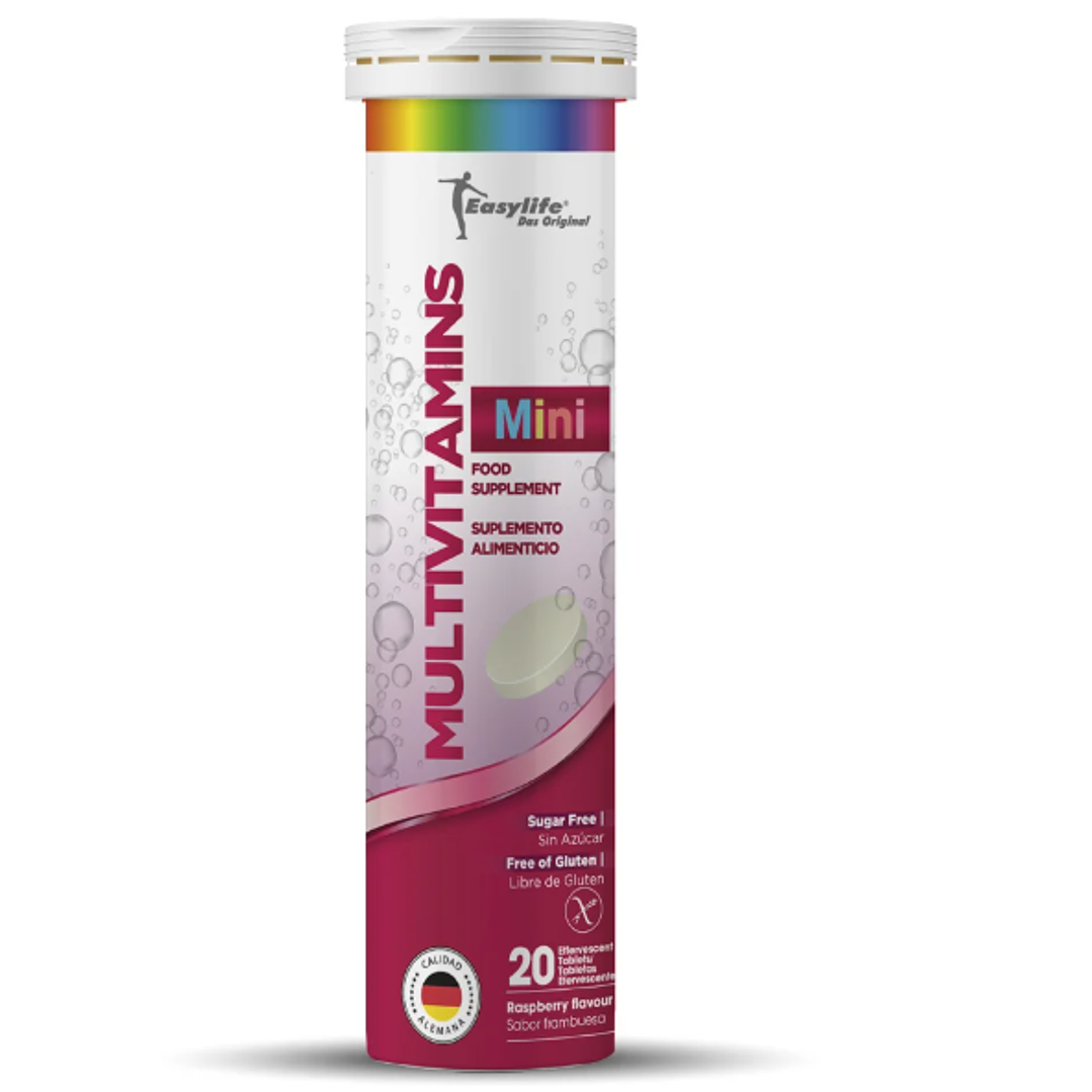 Vitamina C Mini + Multivitaminico 20 Tabletas efervescentes sabor frambuesa. Bio plus 1
