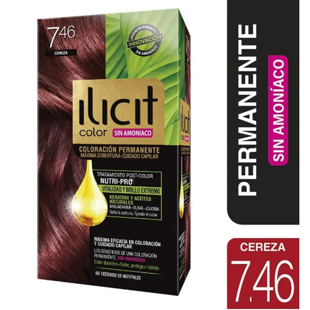 Tintura para el cabello Sin amoníaco 7.46 Cereza.Ilicit 1