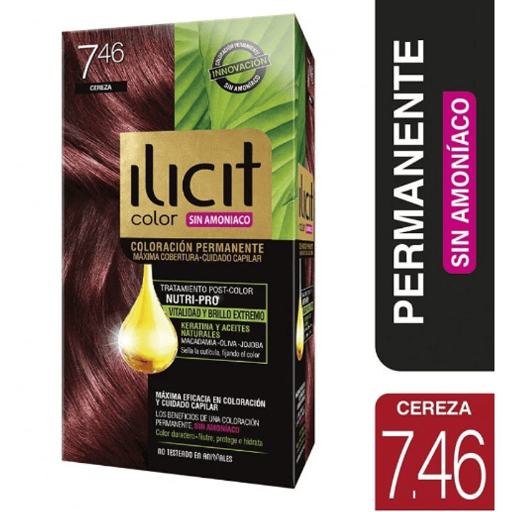 Tintura para el cabello Sin amoníaco 7.46 Cereza.Ilicit 1