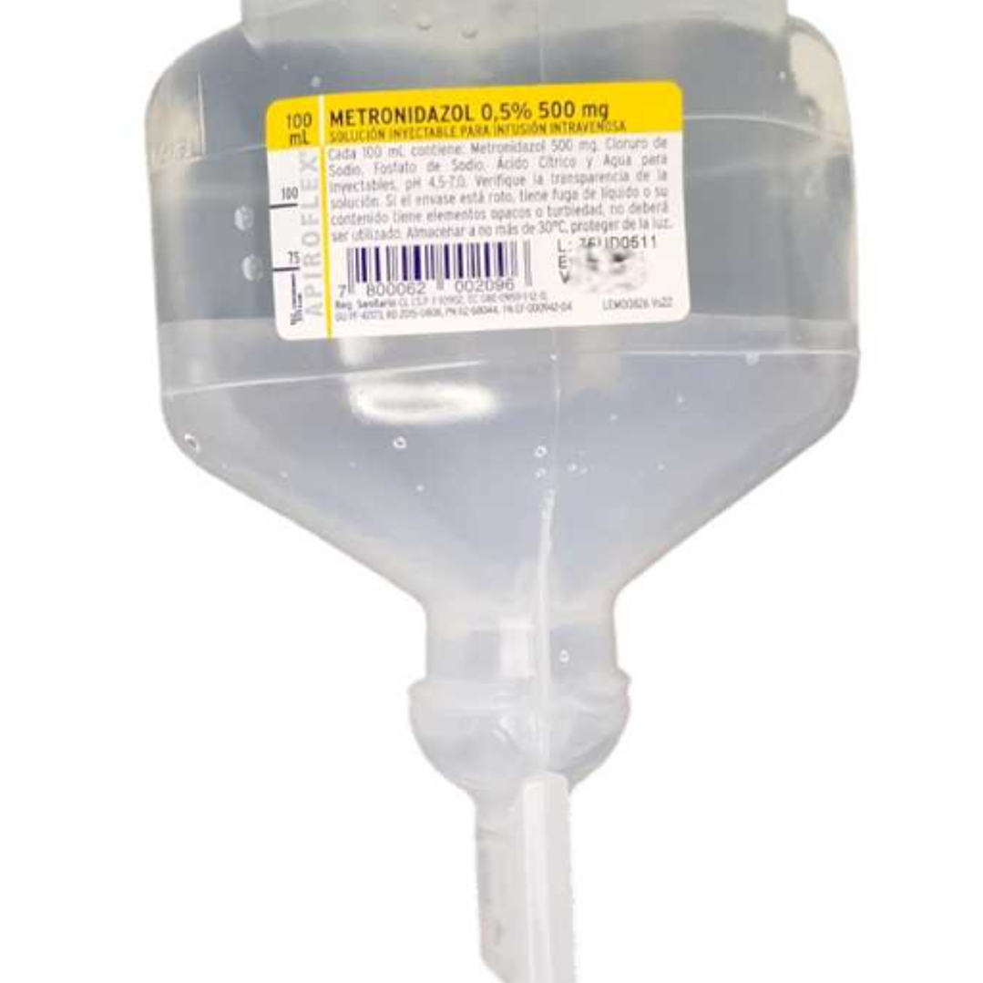 Metronidazol 500 mg Solución inyectable 100 ml. Caja de 20 apiroflex. Sanderson  1