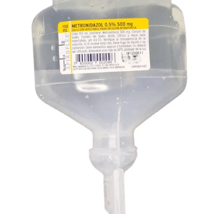 Metronidazol 500 mg Solución inyectable 100 ml. Caja de 20 apiroflex. Sanderson  1