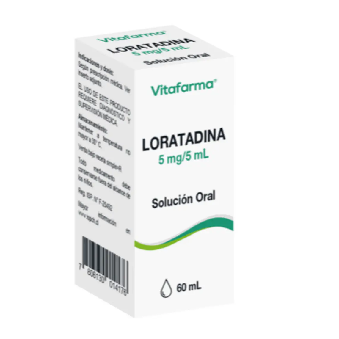 Loratadina 5 mg /5 ml Solución oral 60 ml. Vitafarma 1