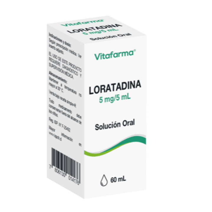 Loratadina 5 mg / 5 ml Solución oral 60 ml. Vitafarma 1