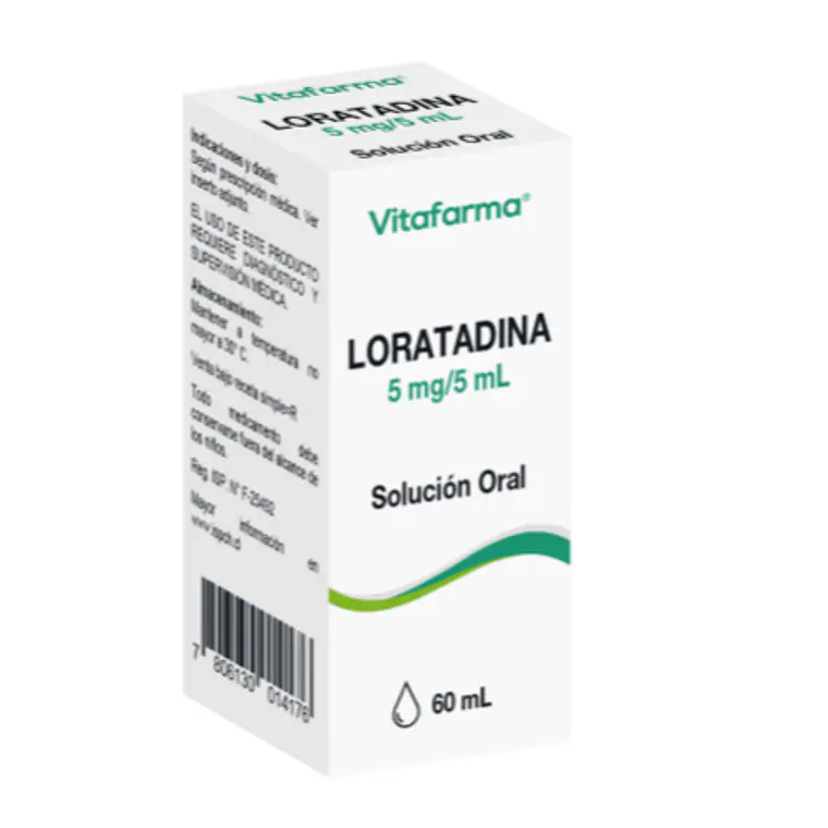 Loratadina 5 mg /5 ml Solución oral 60 ml. Vitafarma 1