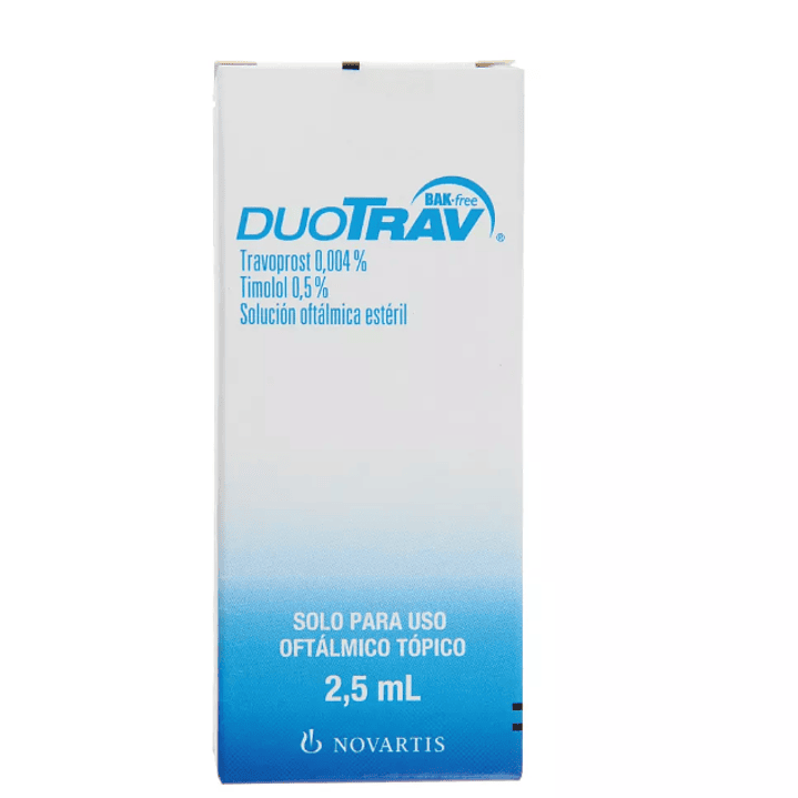 DuoTrav Bak Travoprost, Tomolol Solución oftálmica  2,5 ml. 1
