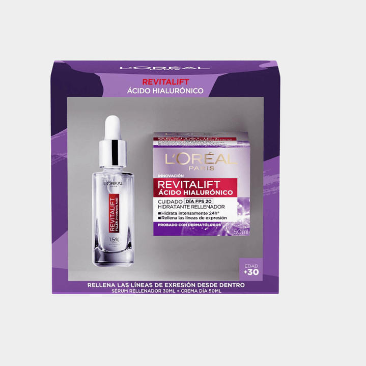 Pack Revitalif Ácido hialurónico Hidratante día + Serum. L'oréal 1