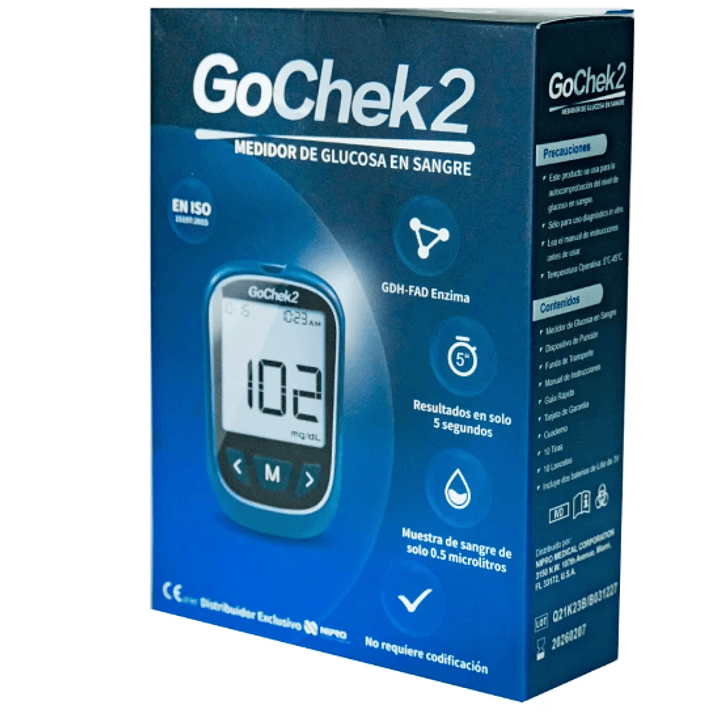 Glucómetro GoCheck 2 Kit de glicemia.  1
