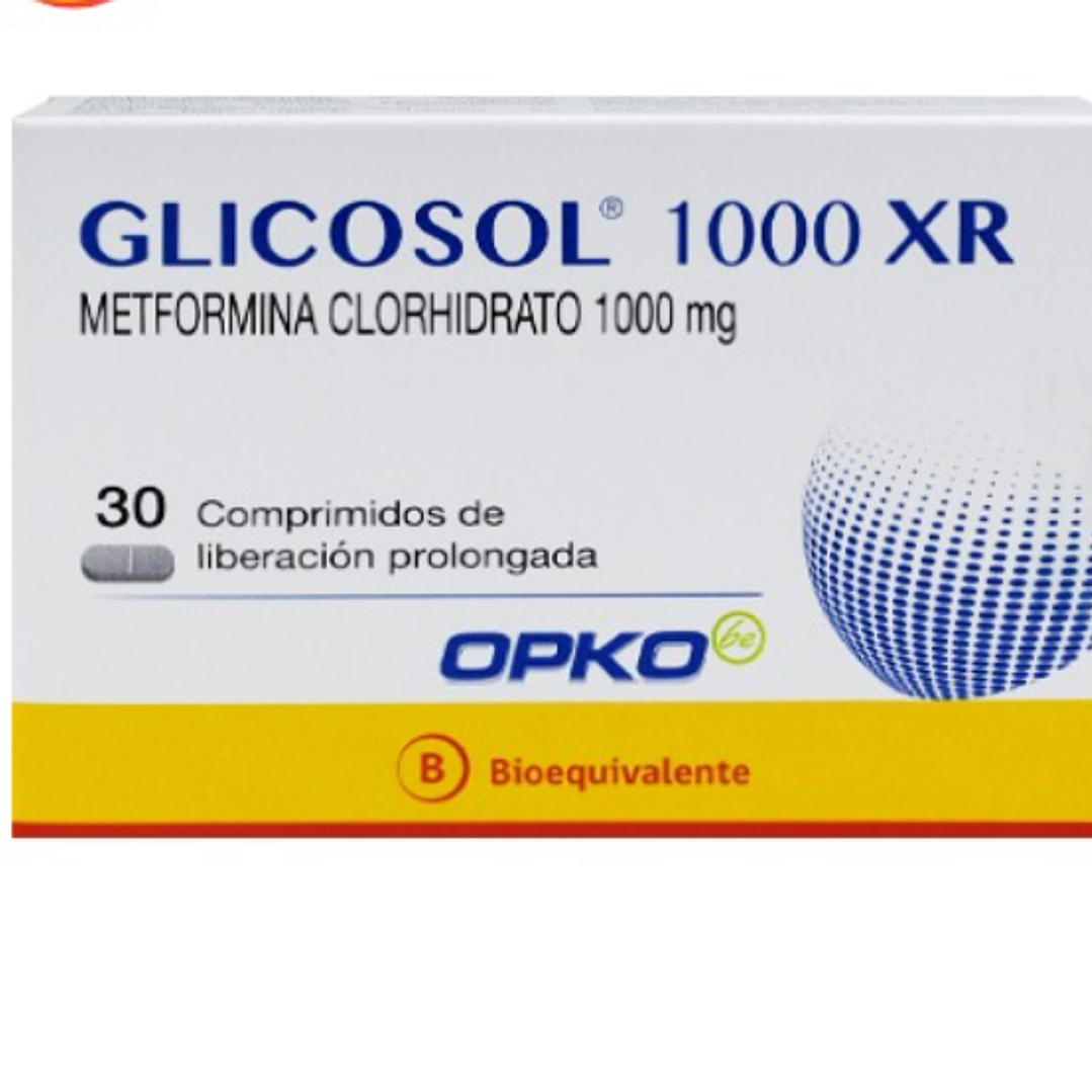 Glicosol 1000 XR (B) Metformina 1000 mg 30 Comprimidos. 1