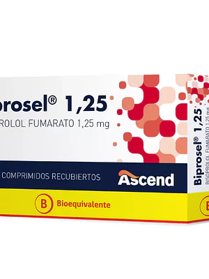 Biprosel (B) Bisoprolol 1,25 mg 30 Comprimidos recubiertos.