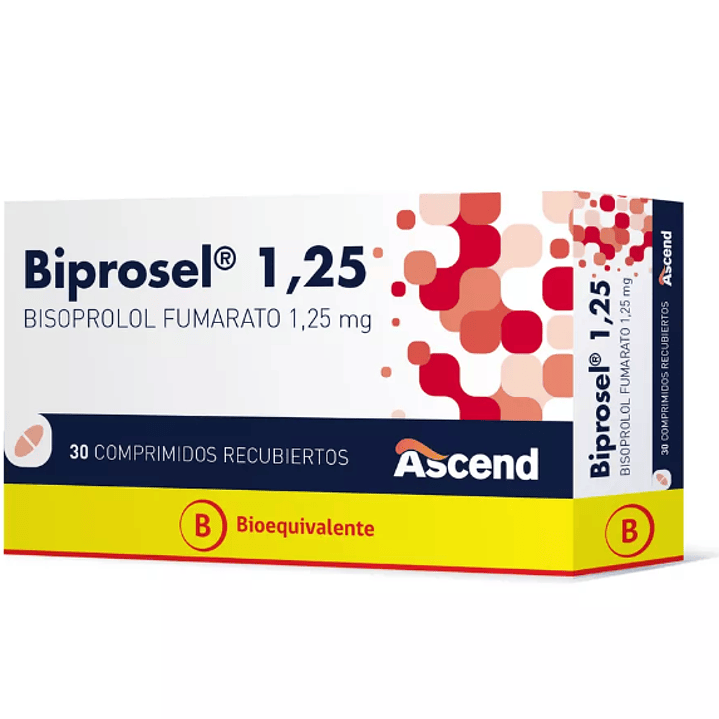 Biprosel (B) Bisoprolol 1,25 mg 30 Comprimidos recubiertos. 1