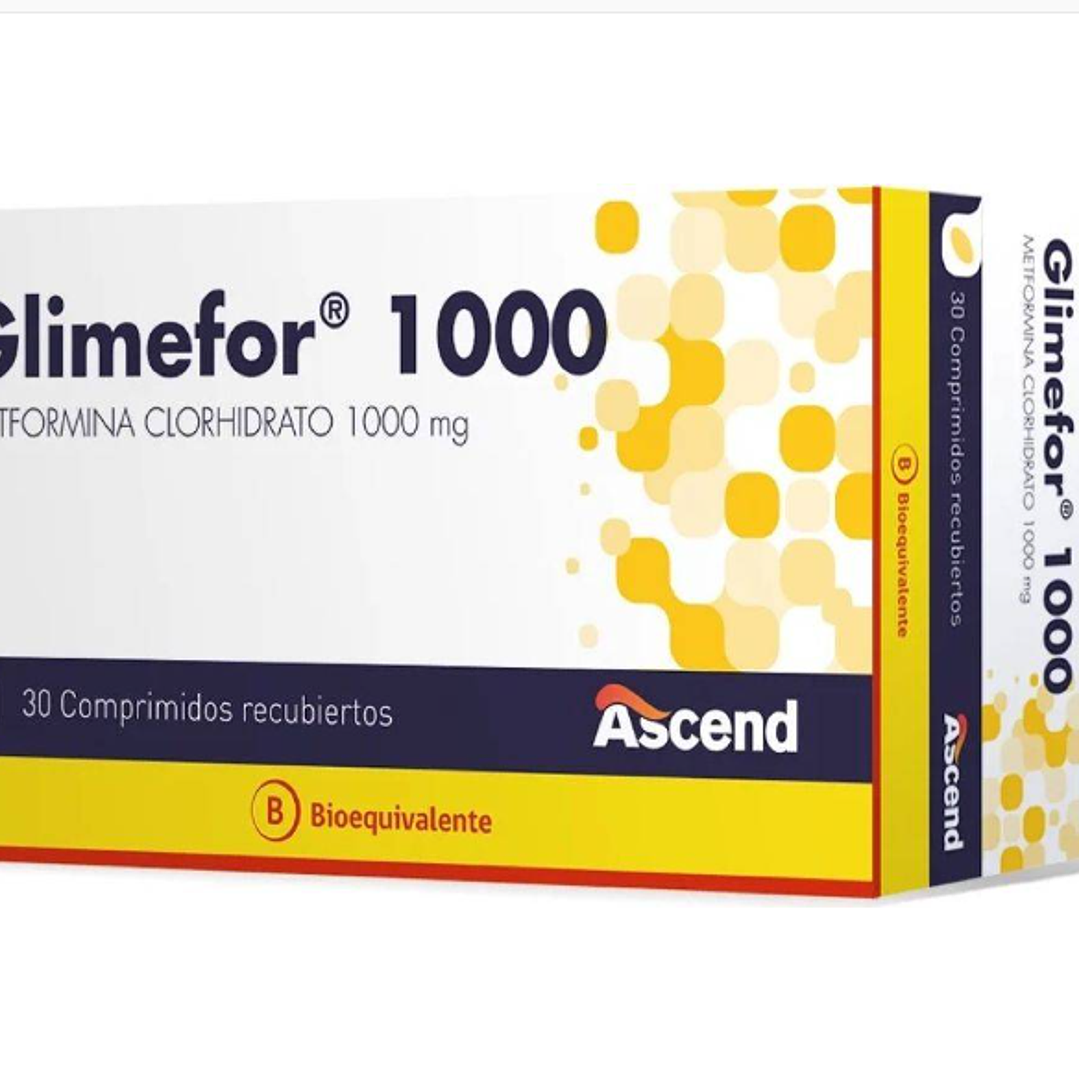 Glimefor 1000 (B) Metformina 1000 mg 30 Comprimidos recubiertos. 1