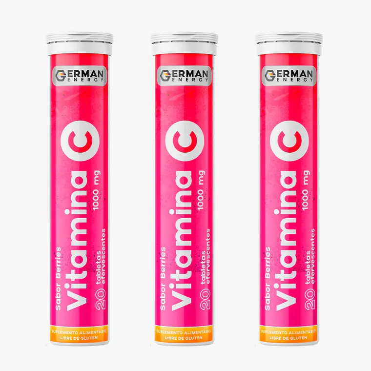 Vitamina C 1000 mg Sabor berries 20 Tabletas efervescentes. German Energy 1