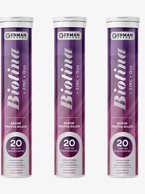 Biotina +Zinc + Q10, 20 Tabletas efervescentes. German Energy