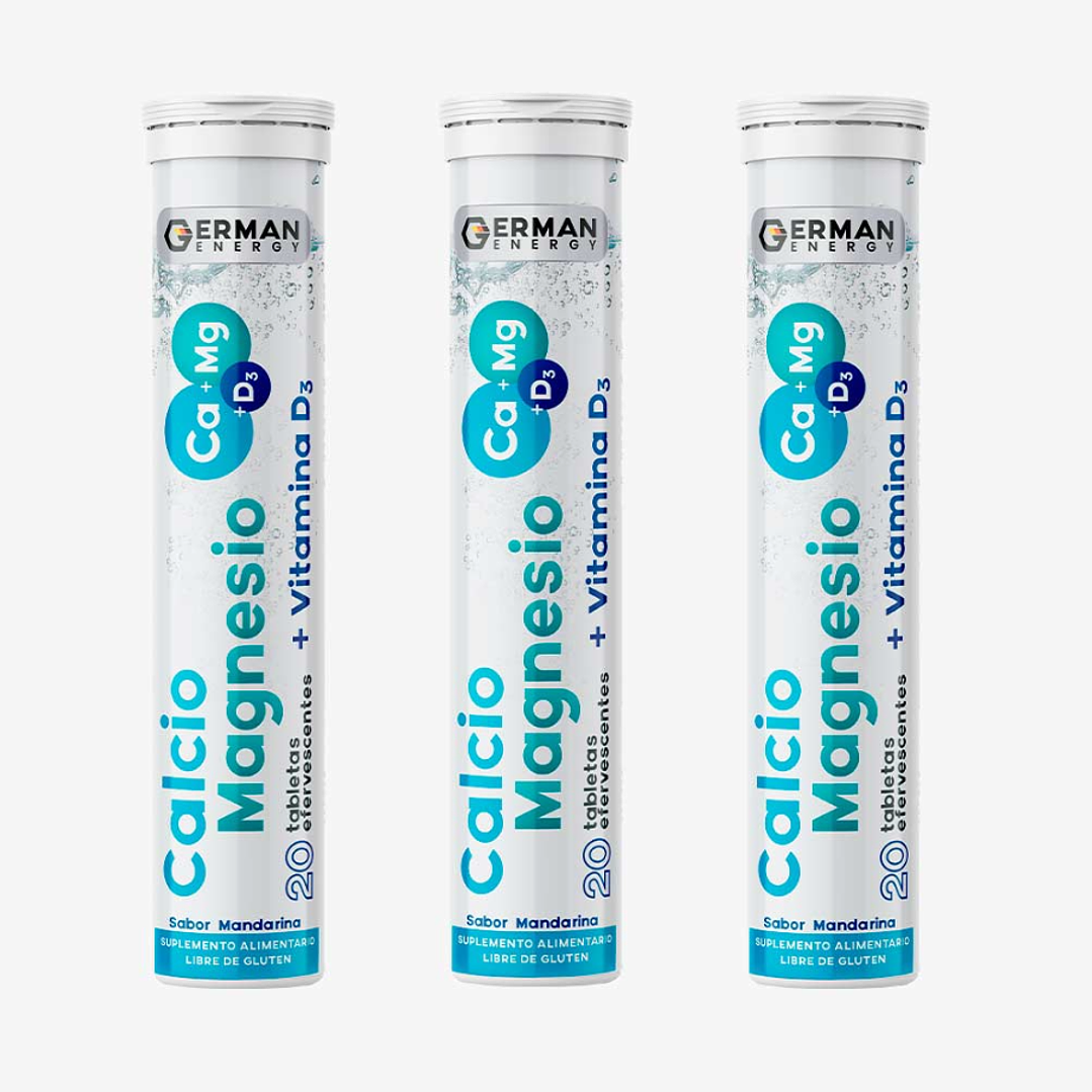 Calcio Magnesio Vitamina D3, 20 Tabletas efervescentes, German Energy 1