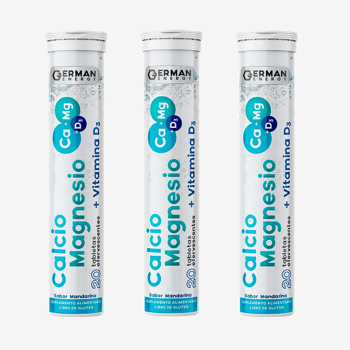 Calcio Magnesio Vitamina D3, 20 Tabletas efervescentes, German Energy 1