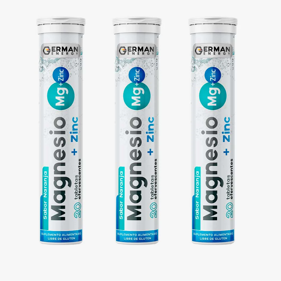 Magnesio + Zinc 20 Tabletas efervescentes. German Energy 1