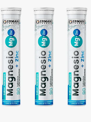 Magnesio + Zinc 20 Tabletas efervescentes. German Energy