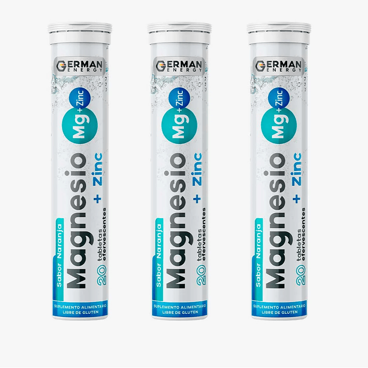 Magnesio + Zinc 20 Tabletas efervescentes. German Energy 1