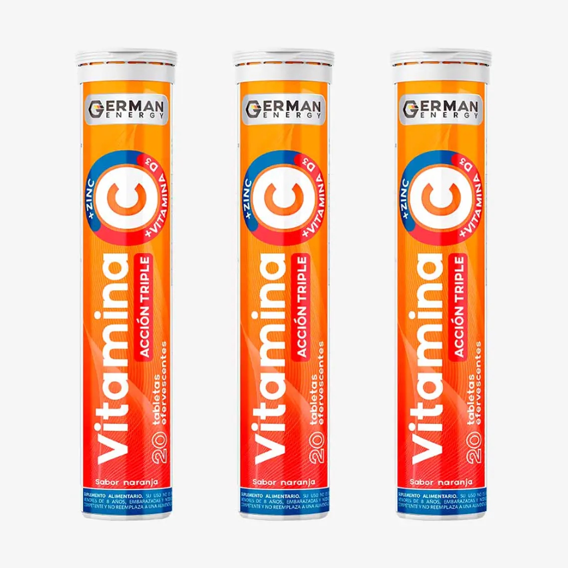 Vitamina C Acción triple 20 Tabletas efervescentes. German energy 1