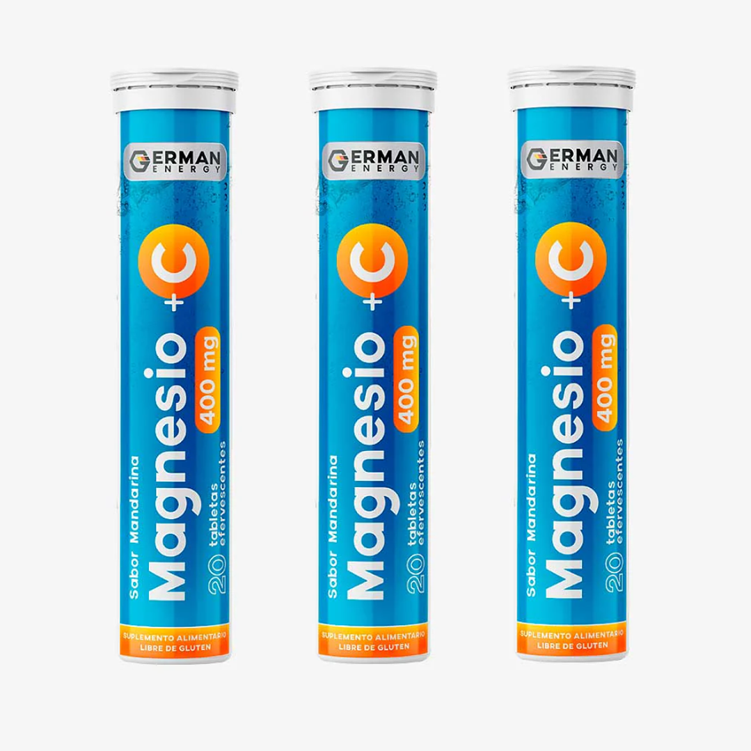 Magnesio + Vitamina C 400 mg 20 Tabletas efervescentes. German Energy 1