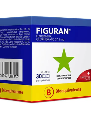 Figuran (B) Fentermina 37,5 mg 30 Comprimidos. Medicamento controlado, venta presencial.