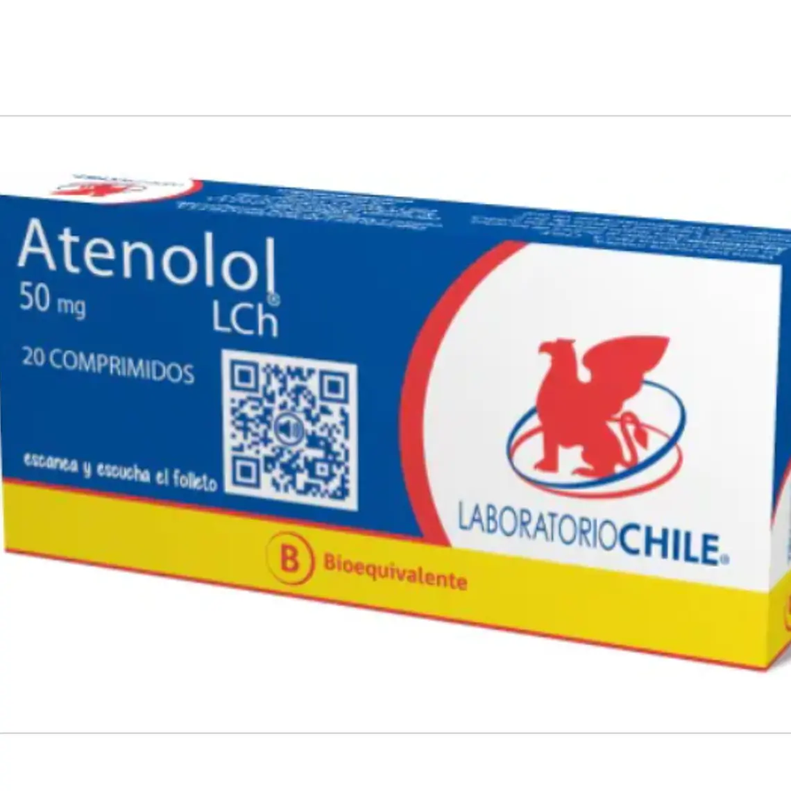 Atenolol (B) 50 mg 20 Comprimidos. Chile  1