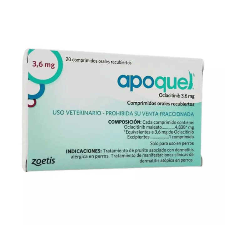 Apoquel Oclacitinib 3,6 mg 20 Comprimidos. Uso veterinario 1