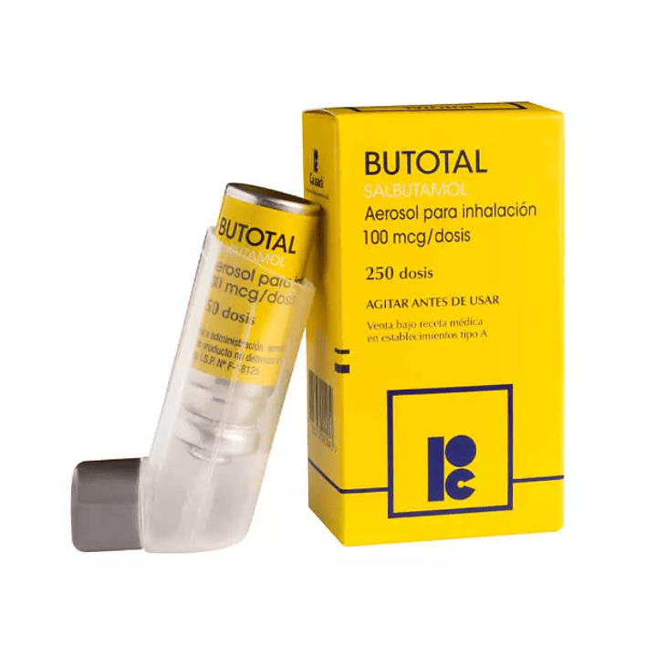 Butotal Salbutamol 100 mcg Inhalador 250 Dosis. 1