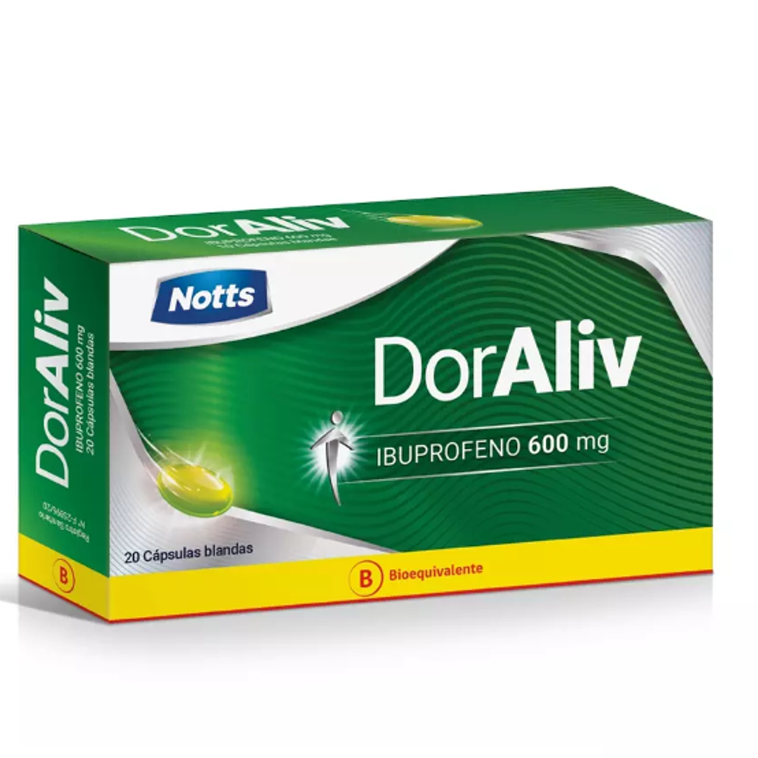 Doraliv (B) Ibuprofeno 600 mg 20 Cápsulas blandas. 1
