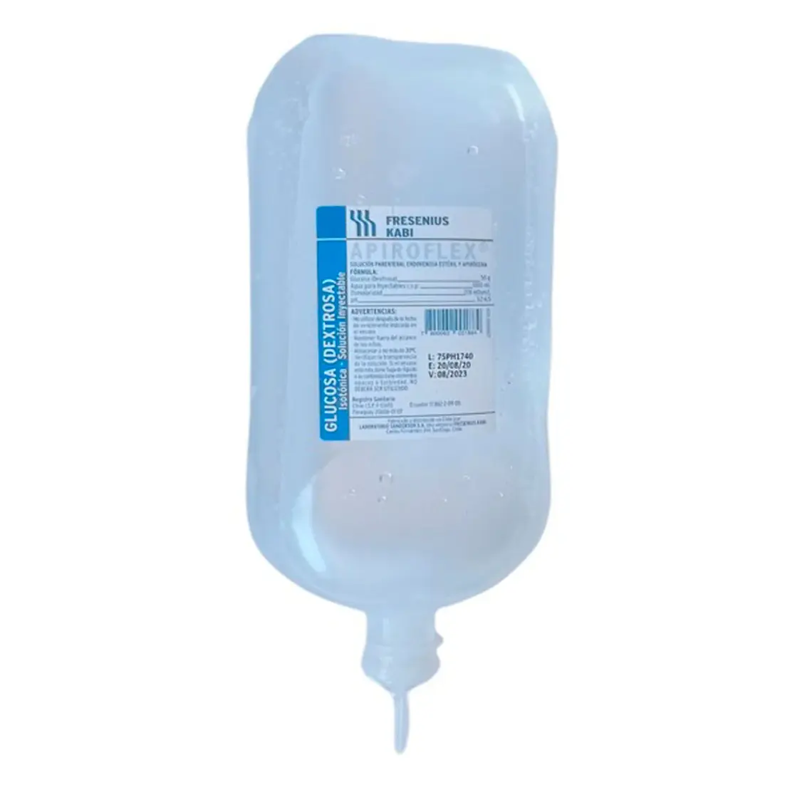 Glucosa Dextrosa 10 % 500  ml  Caja de 20 Apiroflex. Sanderson 1