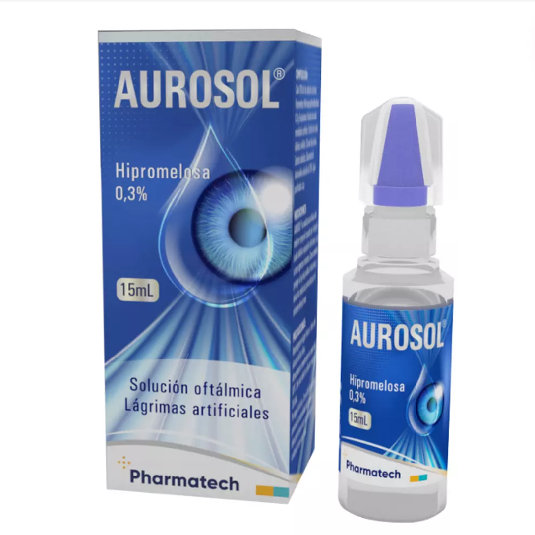 Aurosol Hipromelosa 0,3 % Lágrimas artificiales Solución oftálmica 15 ml. 1