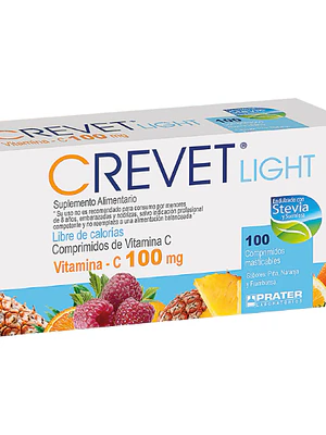 Crevet Light Vitamina C 100 mg 100 Comprimidos masticables multisabor.