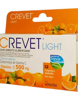 Crevet Ligth 500 mg 32 Comprimidos masticables sabor naranja.