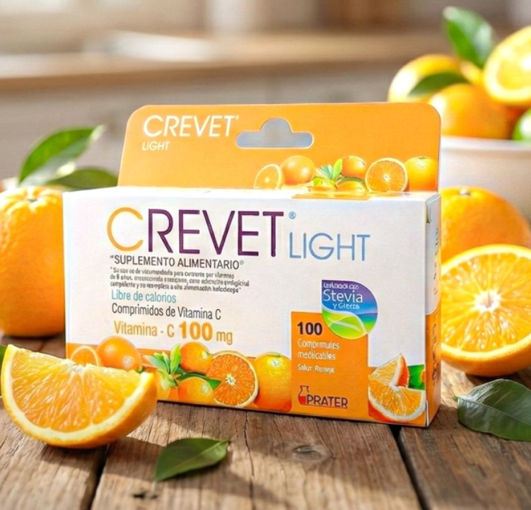 Crevet Light Vitamina C 100 mg Sabor naranja 100 Comprimidos.