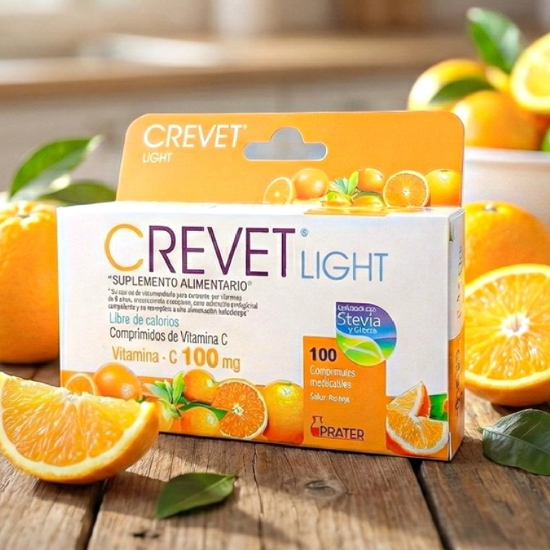 Crevet light 100 mg 100 Comprimidos masticables sabor naranja. 1