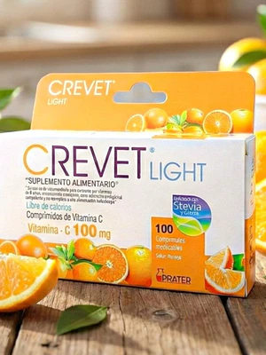 Crevet Light Vitamina C 100 mg Sabor naranja 100 Comprimidos.