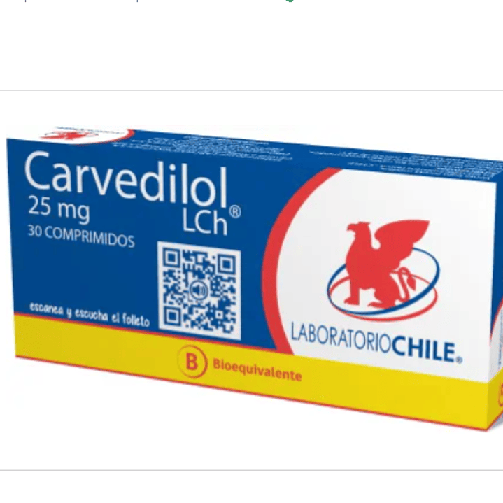 Carvedilol comprimidos 25 mg por 30 Chile (Be) 1