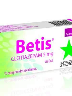 Betis Clotiazepam 5 mg 30 Comprimidos recubiertos. Medicamento controlado, venta presencial.