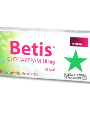 Betis Clotiazepam 10 mg 30 Comprimidos recubiertos. Medicamento controlado, venta presencial.