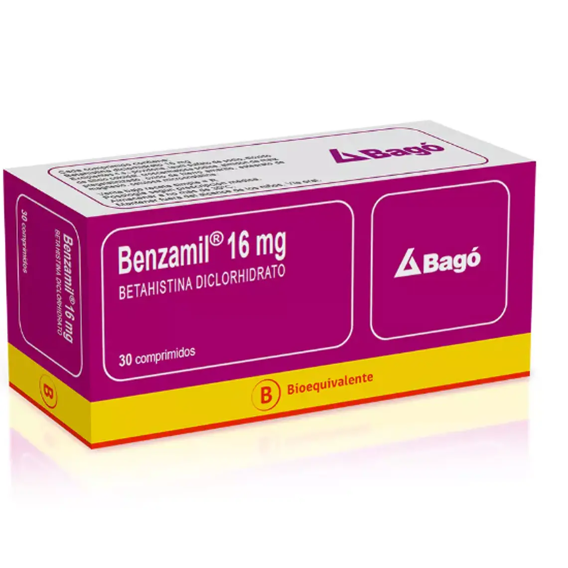 Benzamil (B) Betahistina  16 mg  30 Comprimidos. 1