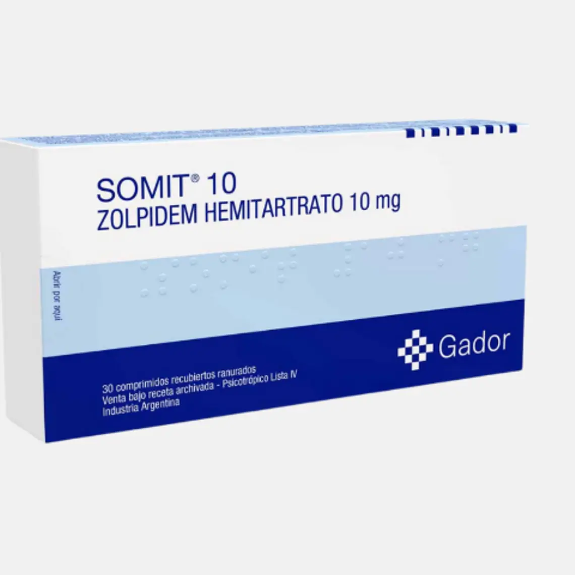 Somit Zolpidem 10 mg 30 Comprimidos. Medicamento controlado, venta presencial 1