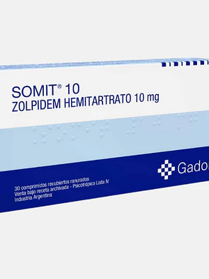 Somit Zolpidem 10 mg 30 Comprimidos. Medicamento controlado, venta presencial