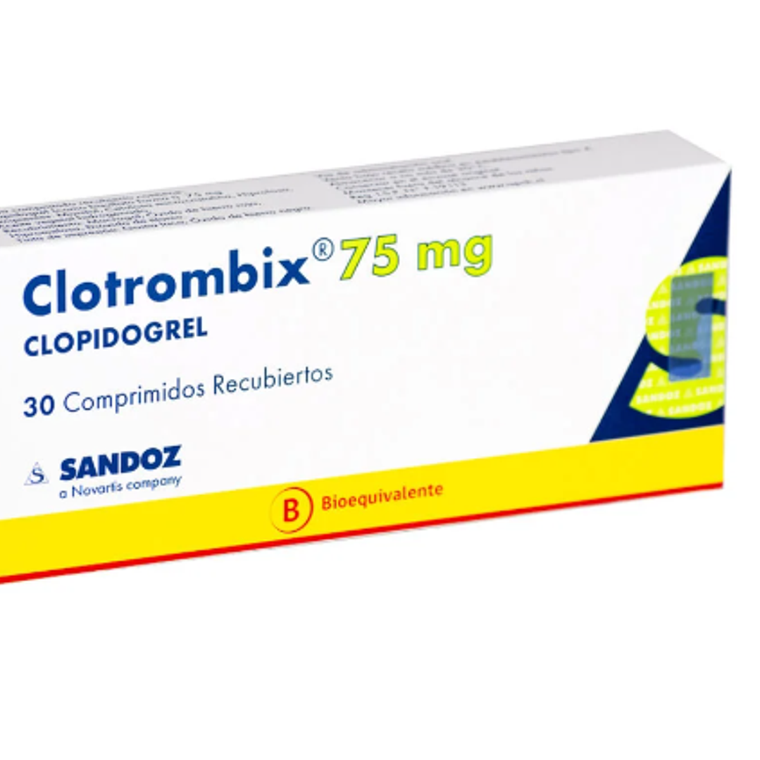 Clotrombix (B) Clopidrogel 75 mg 30 Comprimidos. 1
