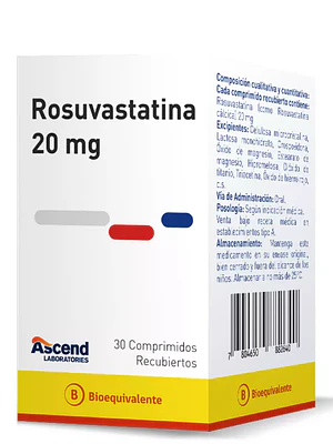 Rosuvastatina (B) 20 mg 30 Comprimidos recubiertos. Ascend 