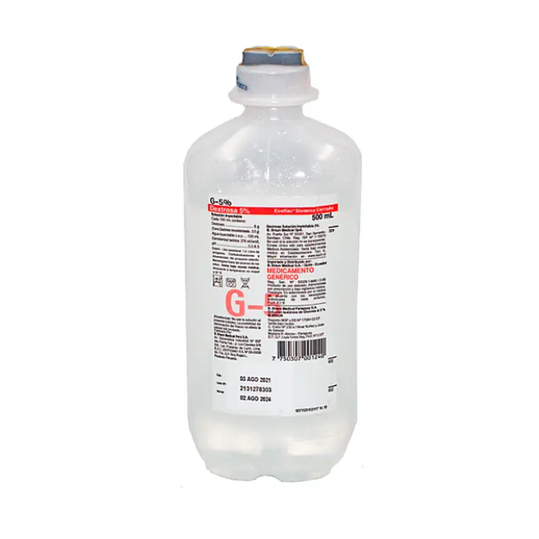 Glucosa Dextrosa 5% Solución inyectable 1000 ml.  Braun  1