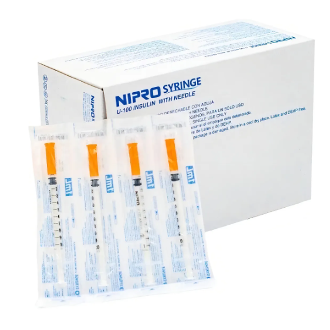 Jeringa Insulina 1 ml  29 g x 1/2 Plástico 100 Unidades. Nipro 1